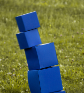 Blocks of varying sizes on top of each other.